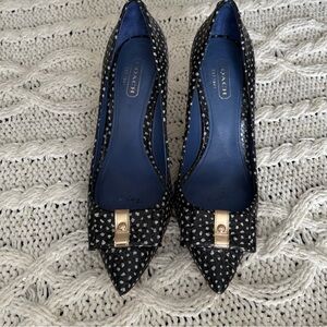 Coach Black and Gold Polka Dot Heels
